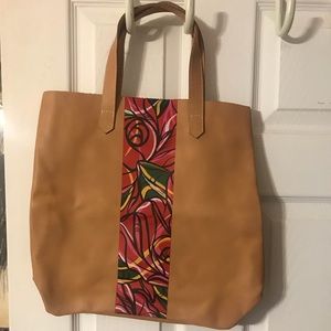 Camel-Colored Leather Tote Bag